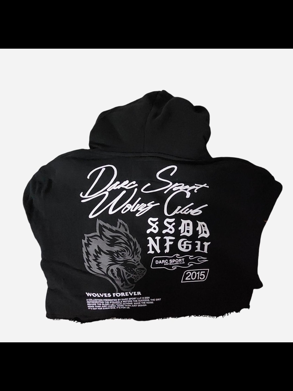 Darc Sport x Wolves "The Fire Within Vintage Pierce Cropped Hoodie" Size Small